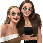 smiling girls with jewelry sticker