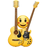 Yellow emoticon with guitar electric in front sticker