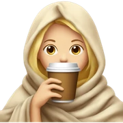 girl blond inside a blanket sipping coffee eyes closed sticker