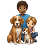 Boy girl and dog sticker