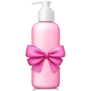 Skincare bottle with pink bow sticker