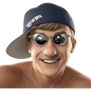 smiling boy in baseball cap sticker