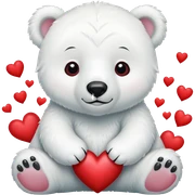 Baby polar bear surrounded by hearts sticker