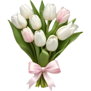 White tulips bouquet with light pink bow  sticker