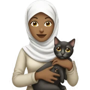white pretty woman with hijab holding a cat sticker