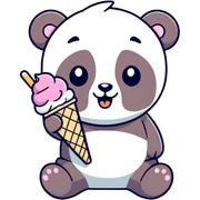 Panda eating ice cream sticker