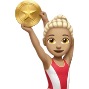 Gymnast with golden medal with a light skin tone sticker
