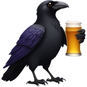 raven holding a beer sticker
