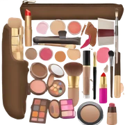 Brown Cosmetic Bag with cosmetics sticker