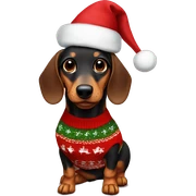 Weiner dog with Christmas sweater sticker