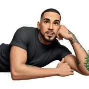 male portrait with tattoos and plants sticker