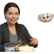 smiling girl with cup and candle sticker