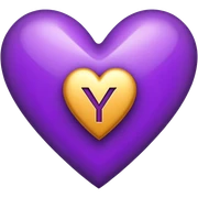 The Letter “y” inside a Purple Heart sticker