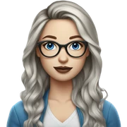 Hyper Realistic Balayage pale beautiful tattooed woman with glasses and blue eyes  sticker