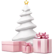 Light pink Christmas gifts under a white Christmas tree  sticker