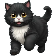 fluffy fat black kitten running sticker