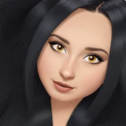 smiling girl with black hair sticker