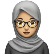 muslim asian girl with gray hijab and glasses sticker