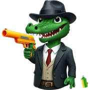 Mafia crocodile with water gun sticker