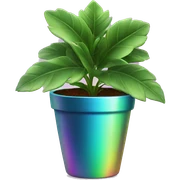 Plant in iridescent pot sticker