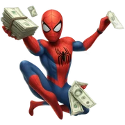 Spider-Man with money bags sticker
