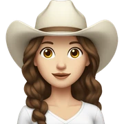 cowgirl, brunette hair, pale skin, brown eyes, white hat sticker