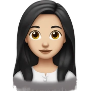 white girl straight black hair, with brown eyes and long dark hair sticker