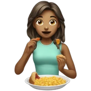 girl eating sticker