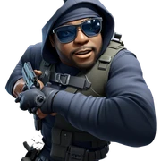 tough guy with gun ready sticker