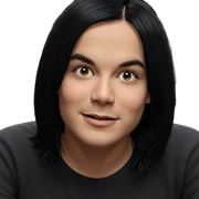 smiling girl with black hair sticker