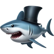 Shark with a top hat sticker
