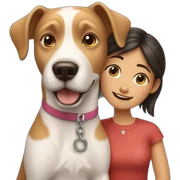dog and girl sticker
