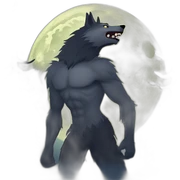werewolf under full moon in forest sticker