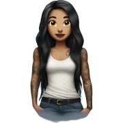 Girl with long black hair and tattoos sticker