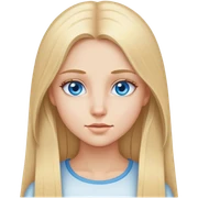 Straight long blonde hair and blue eyes girl sticker
