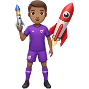 Soccer player in purple kit holding a rocket sticker