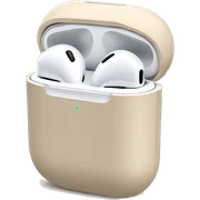 Beige coloured AirPod max headphones no human  sticker