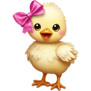 Baby chicken with pink bow sticker
