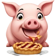 Pig eating pie sticker