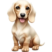 mini long-haired puppy dachshund cream white colors full body side sticker