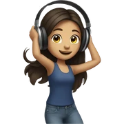 Brunette girl in headphones dancing sticker