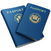 blue passport document sticker
