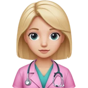 Girl doctor with pink scrub and half blonde hair sticker