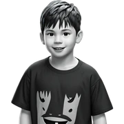 smiling boy in monochrome shirt sticker