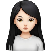 Chica con el pelo liso largo y negro y top blanco  sticker
