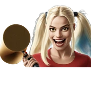 smiling blonde with megaphone sticker