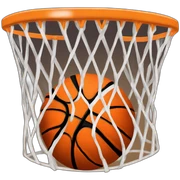 basketball in a basketball basket sticker