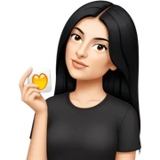 female, black shirt, long black hair sticker