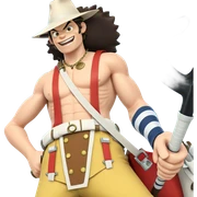 smiling boy with hat and weapon sticker