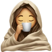 girl inside a blanket sipping coffee eyes closed sticker